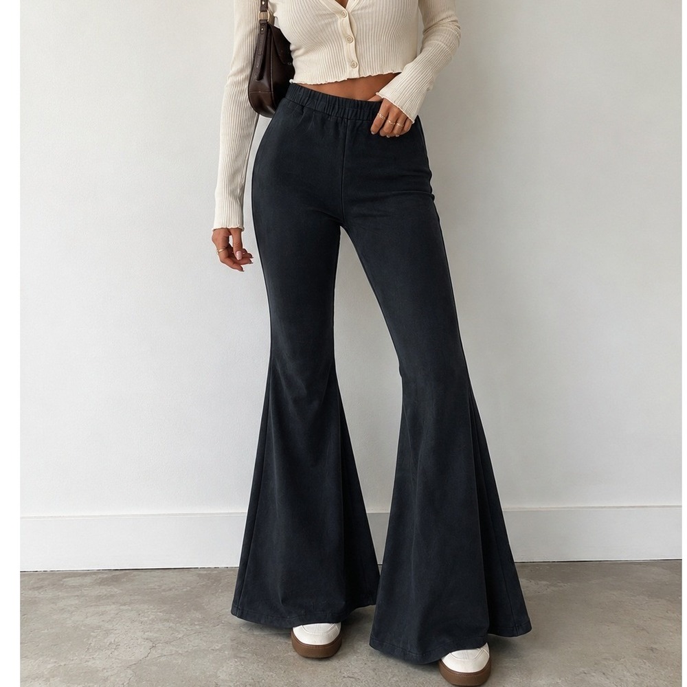 MinkPink Size M Truth Potion Flare Black Pants High Rise Boho Festival Grunge - Picture 1 of 11